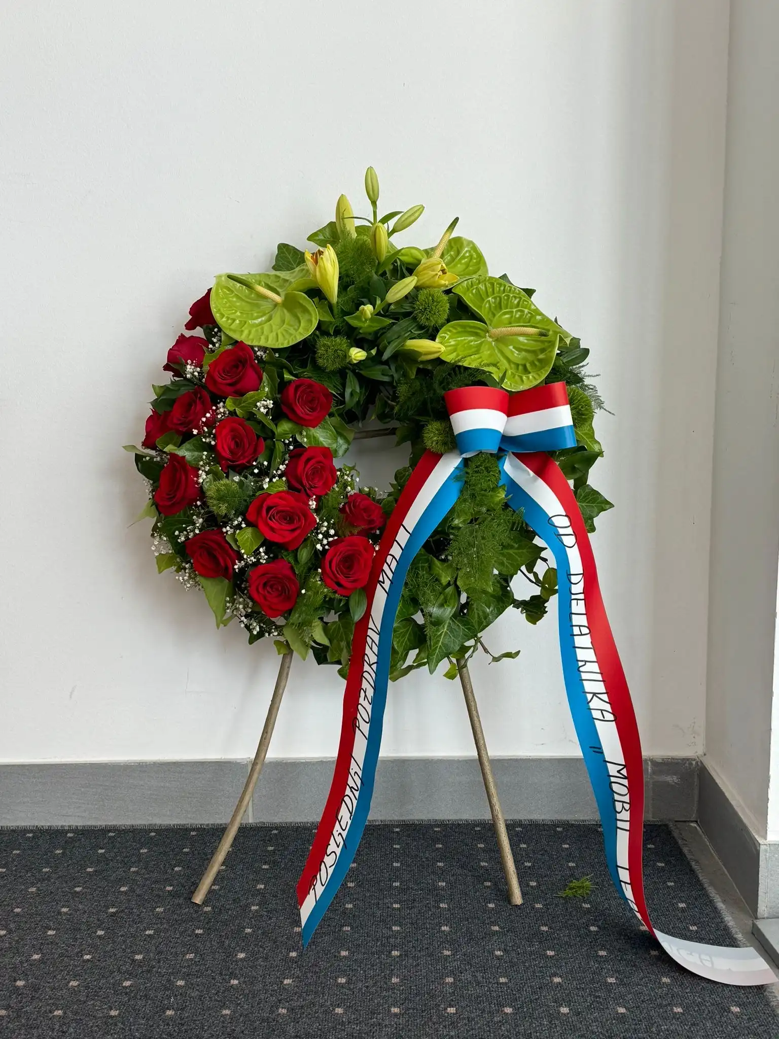 Floral arrangement carefully composed for an occasion.