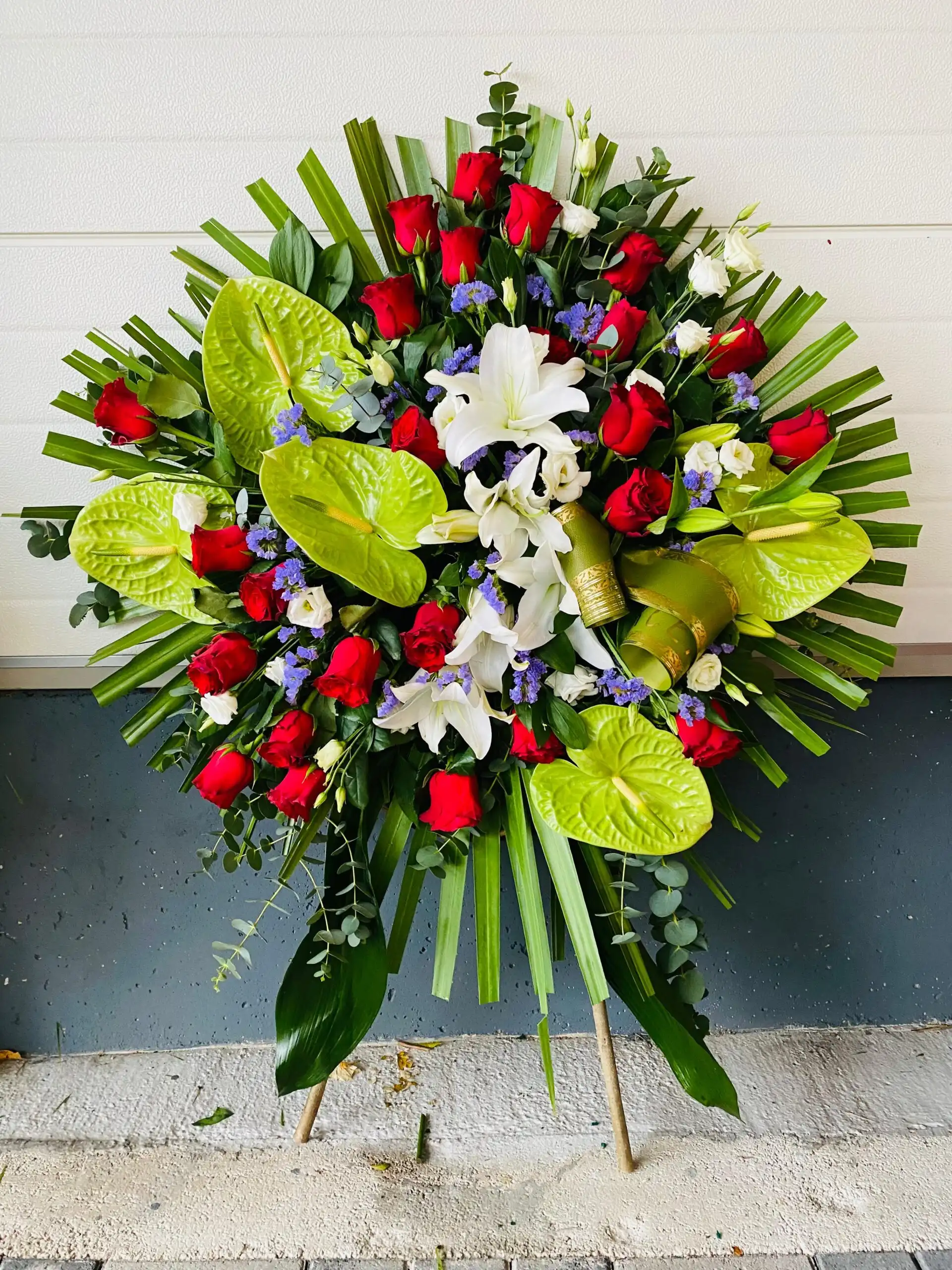 Floral arrangement carefully composed for an occasion.