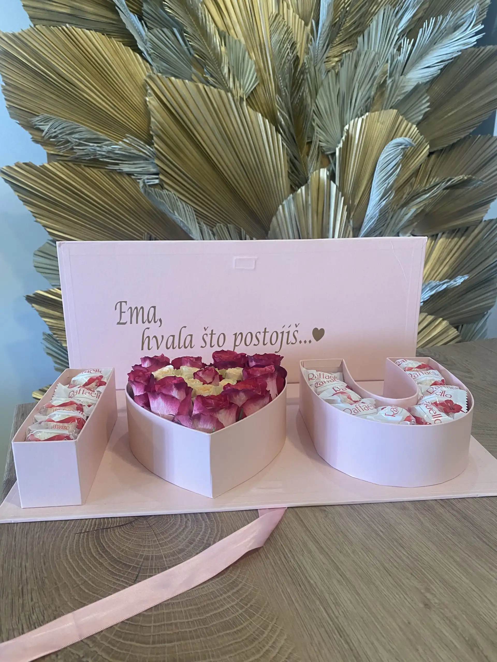 Floral arrangement in a flower box.